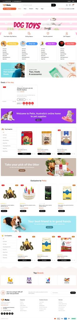 Mẫu website Thú cưng – Petio Home 6