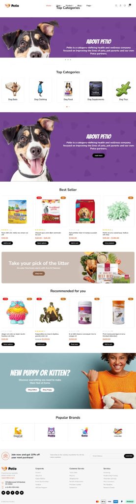 Mẫu website Thú cưng – Petio Home 8