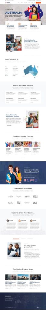Mẫu Website Tư Vấn Du Học Visa Immiex Home 2
