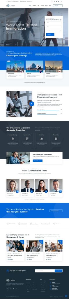 Mẫu Website Tư Vấn Du Học Visa Liviza