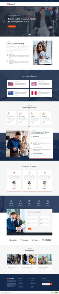 Mẫu Website Giới Thiệu Dịch Vụ Định Cư Visa Eastend