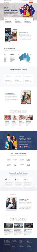 Mẫu Website Giới Thiệu Dịch Vụ Định Cư Visa ImmiEx