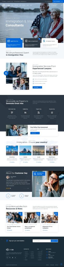 Mẫu Website Giới Thiệu Dịch Vụ Định Cư Visa Liviza
