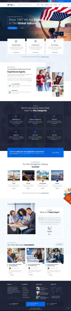 Mẫu Website Giới Thiệu Dịch Vụ Định Cư Visa Tripzia