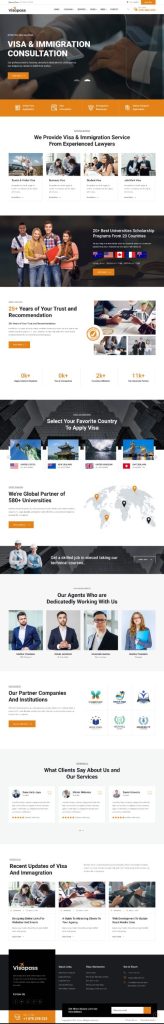 Mẫu Website Giới Thiệu Dịch Vụ Định Cư Visa Visa Pass