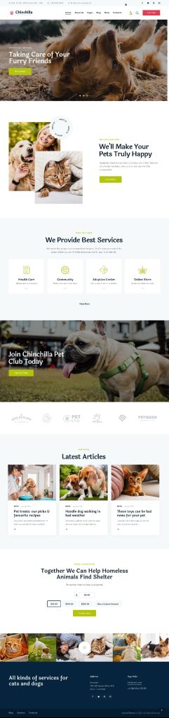 Mẫu Website Chăm Sóc Thú Cưng Chinchilla