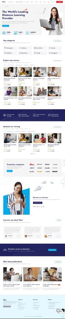 MẪU WEBSITE GIÁO DỤC – ĐÀO TẠO TRỰC TUYẾN – LMS Ellen