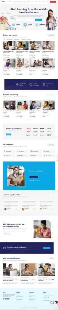MẪU WEBSITE GIÁO DỤC – ĐÀO TẠO TRỰC TUYẾN – LMS Ellen Home 1
