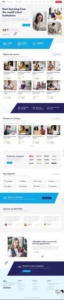 MẪU WEBSITE GIÁO DỤC – ĐÀO TẠO TRỰC TUYẾN – LMS Ellen Home 2
