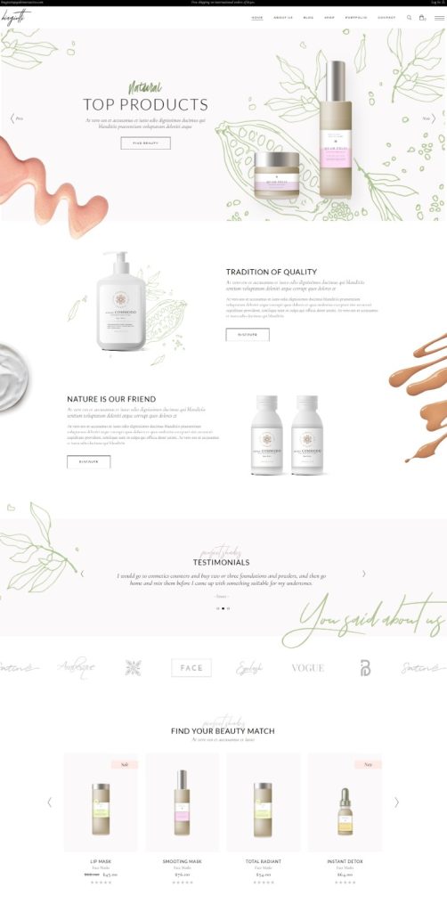 Cosmetics Website Template – Biagiotti Skincare
