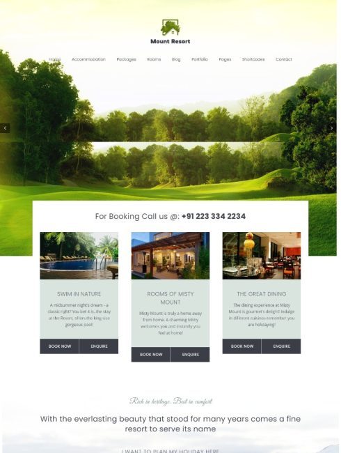 Mẫu website khách sạn - Mount Resort