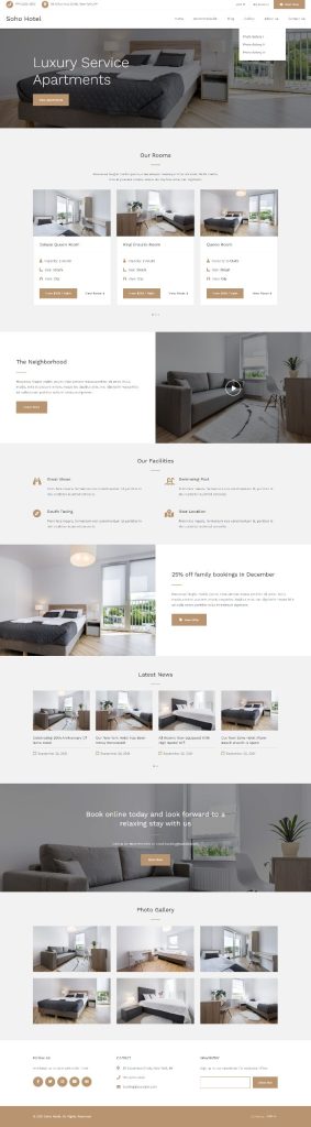 MẪU WEBSITE KHÁCH SẠN Home IV – Soho Hotel