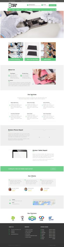 Mẫu website dịch vụ sửa chữa thiết bị công nghệ – TechLife