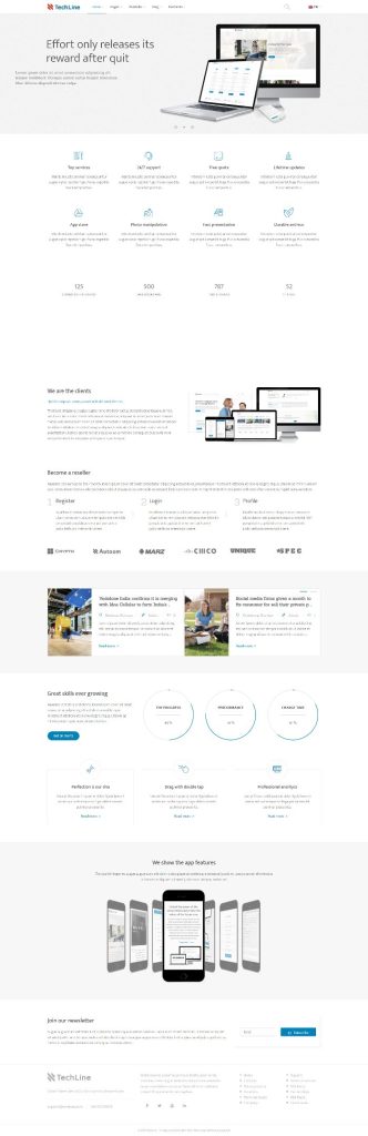 Mẫu website bán hang công nghệ – Home app – TechLine