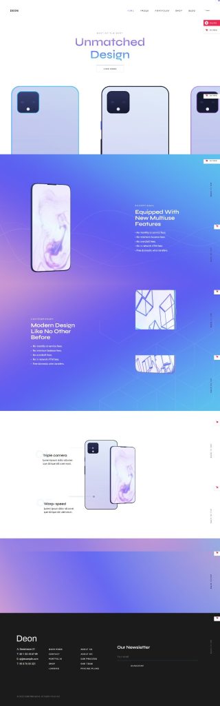 Mãu website bán hàng công nghệ – Product Showcase – Deon