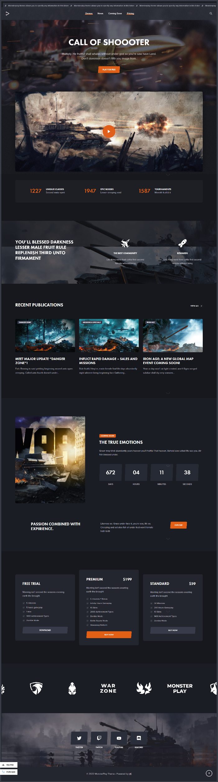 MẪU WEBSITE GIỚI THIỆU GAME Gamer Demo – Just another MonsterPlay WordPress Gaming Theme site