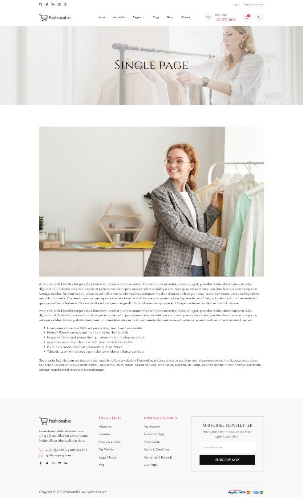 mẫu website bán hàng thời trang – Single page – Fashionable