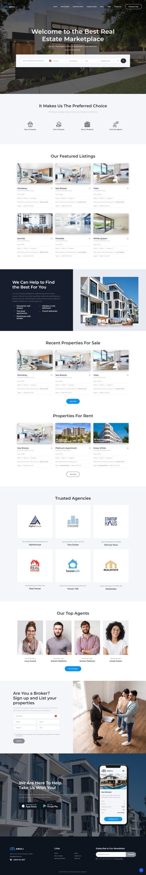 Mẫu website bất động sản - amuli real estate marketplace