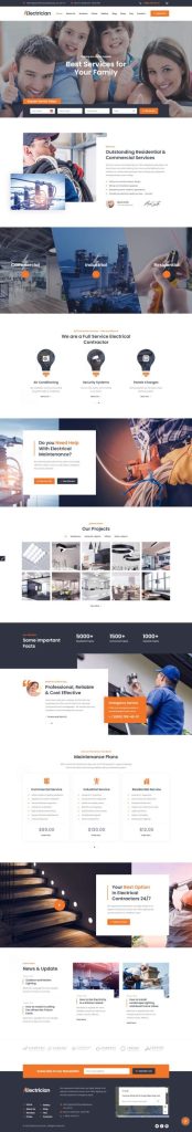 Mẫu website bán hàng điện máy – electrician home