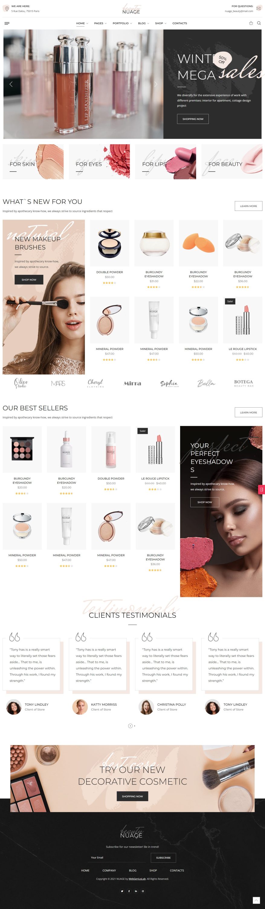 Mẫu website bán hàng thời trang - nuage beauty store