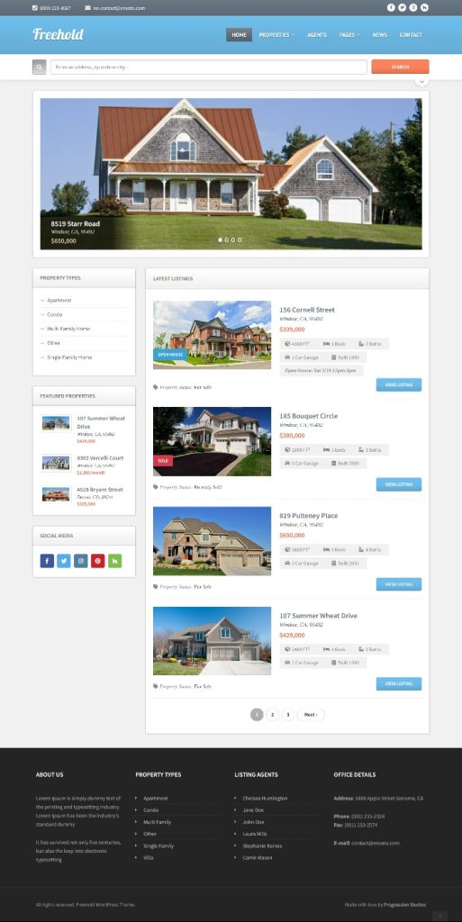 Real estate website template – Freehold