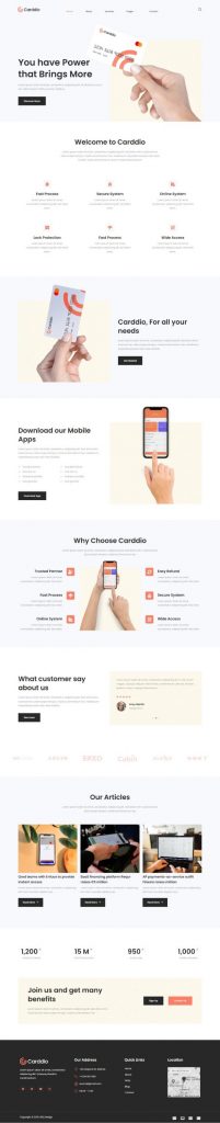 Mẫu Website Giới Thiệu Dịch Card Visa – Carrddio