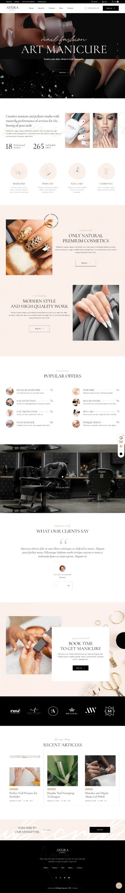 Mẫu Website dịch vụ - Salon nail Atura