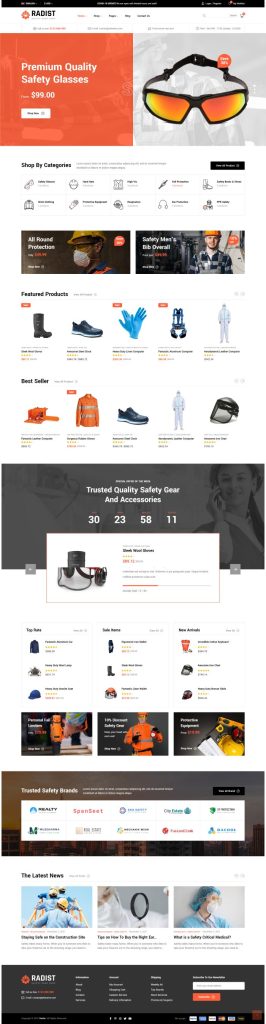 Mẫu website bán đồ bảo hộ lao động – radist home1