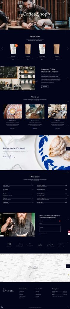 Mẫu website cafe shop – gaspard home shop dark