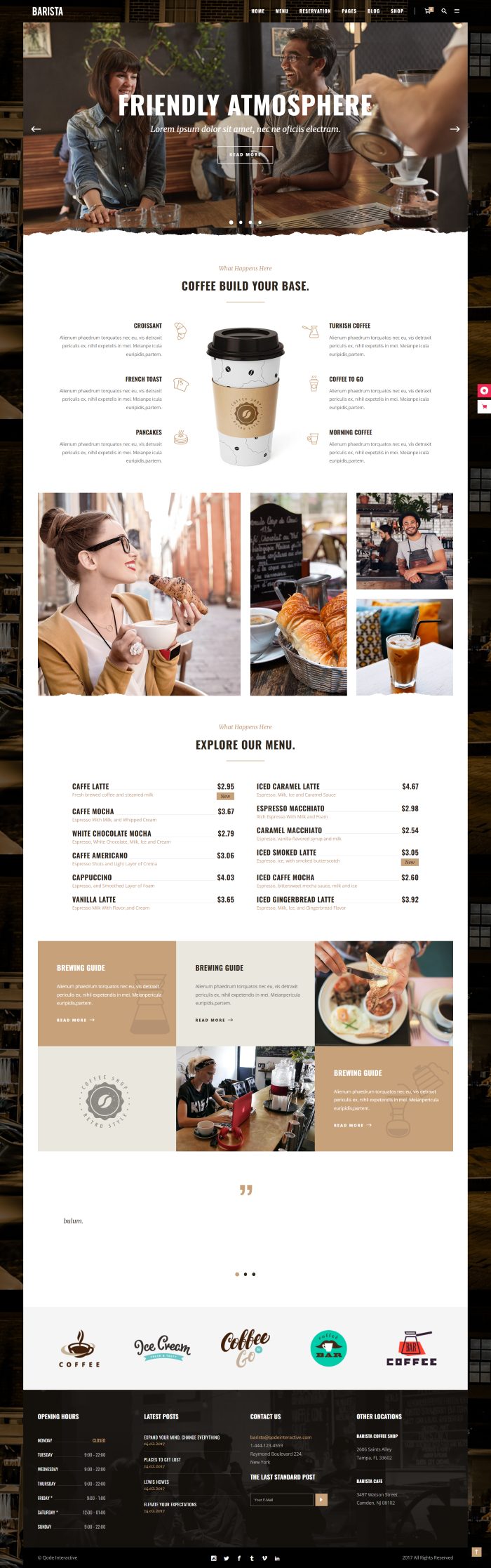 Mẫu website coffee shop - barista grid home