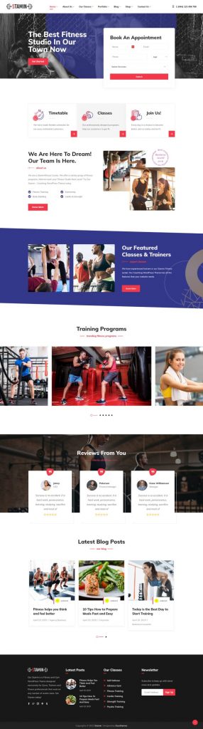 Mẫu website dịch vụ – gym stamin home 6