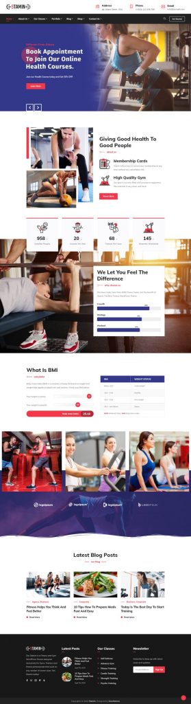 Mẫu website dịch vụ – gym stamin home 7