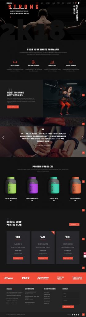 Mẫu website phòng tập gym – prowess home gym