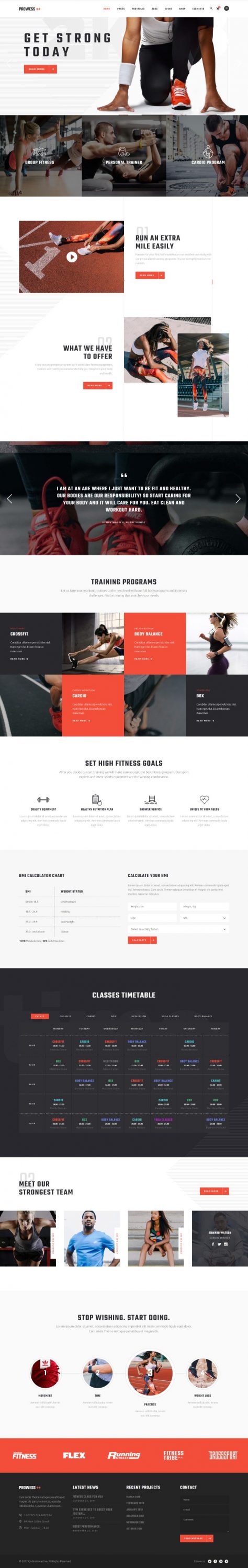 Mẫu website phòng tập gym - prowess home main