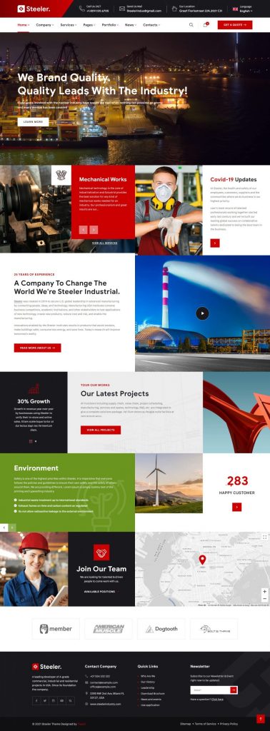 Mẫu website bán hàng công nghiệp – steeler home 5