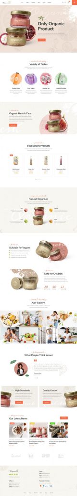 Mẫu website bán hàng thực phẩm – organium home 2