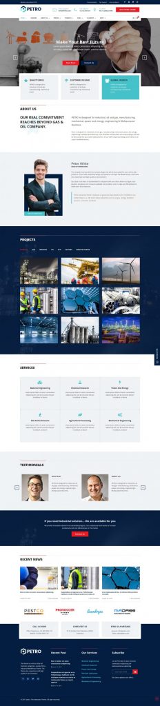 Mẫu website bán hàng công nghiệp – petro home 1
