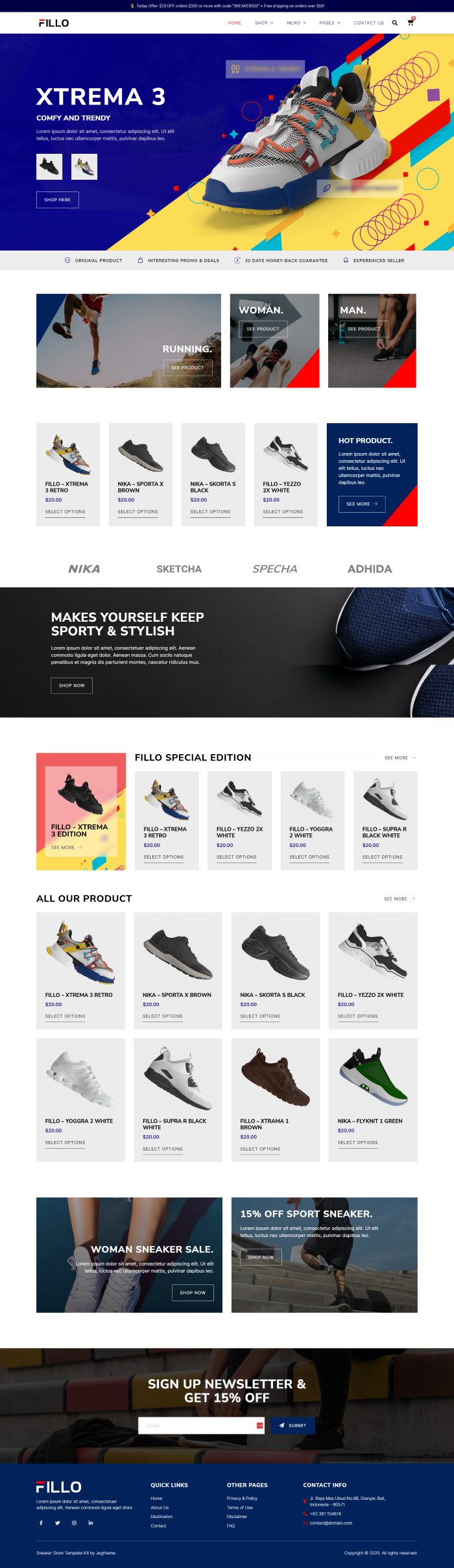 Mẫu website bán giày thể thao - fillo