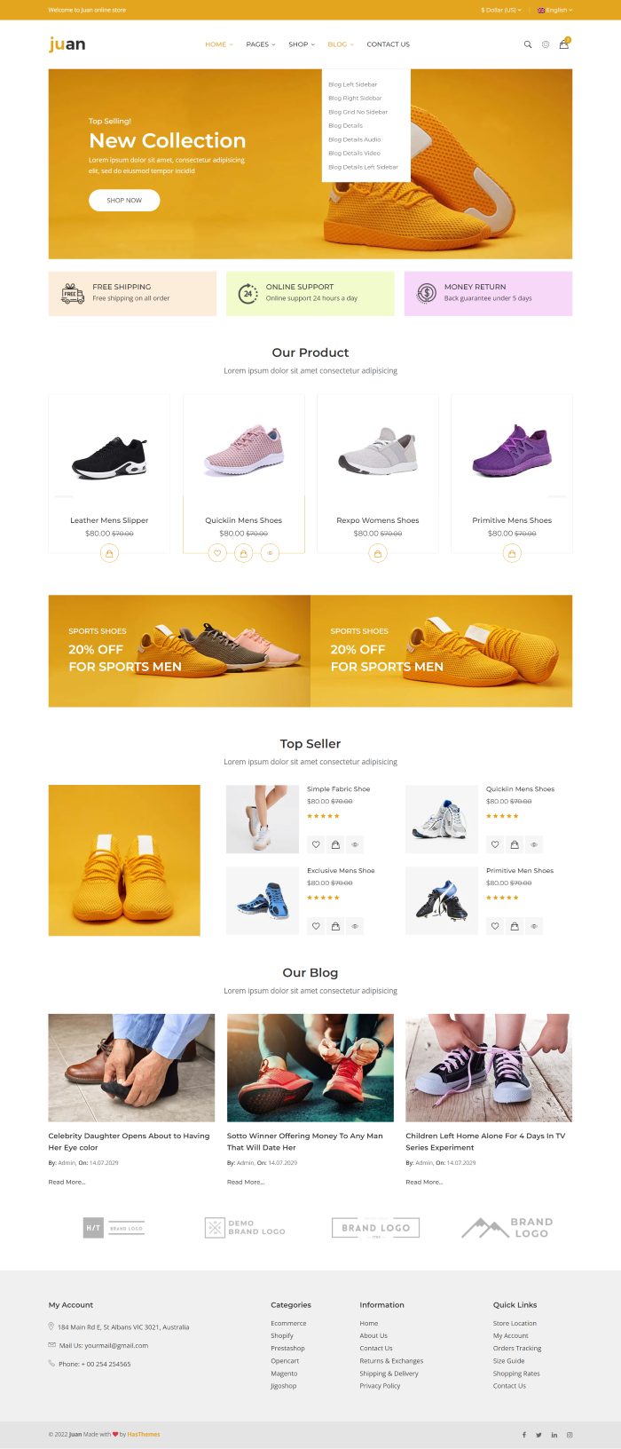 Mẫu website bán giày thể thao - juan home 1