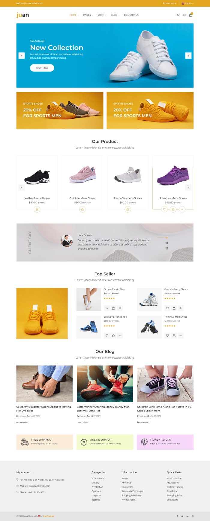 Mẫu website bán giày thể thao - juan home 2