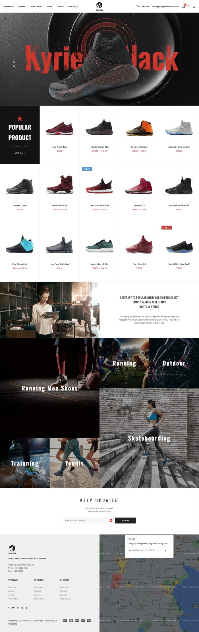 Mẫu website bán giày thể thao - moodshop home 2