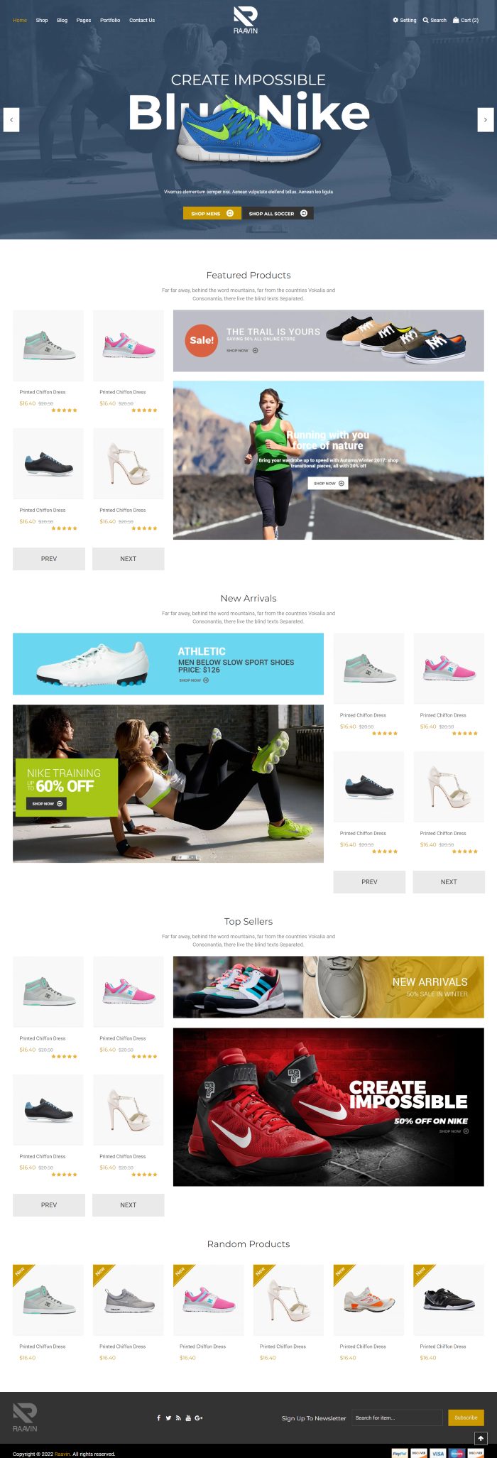 Mẫu website bán giày thể thao - raavin home 2