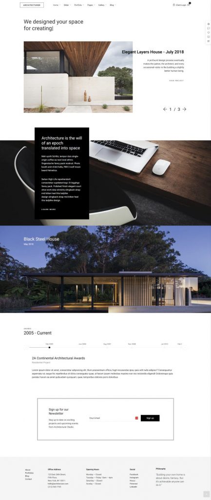 Mẫu website thiết kế nội thất – architecturer home 5