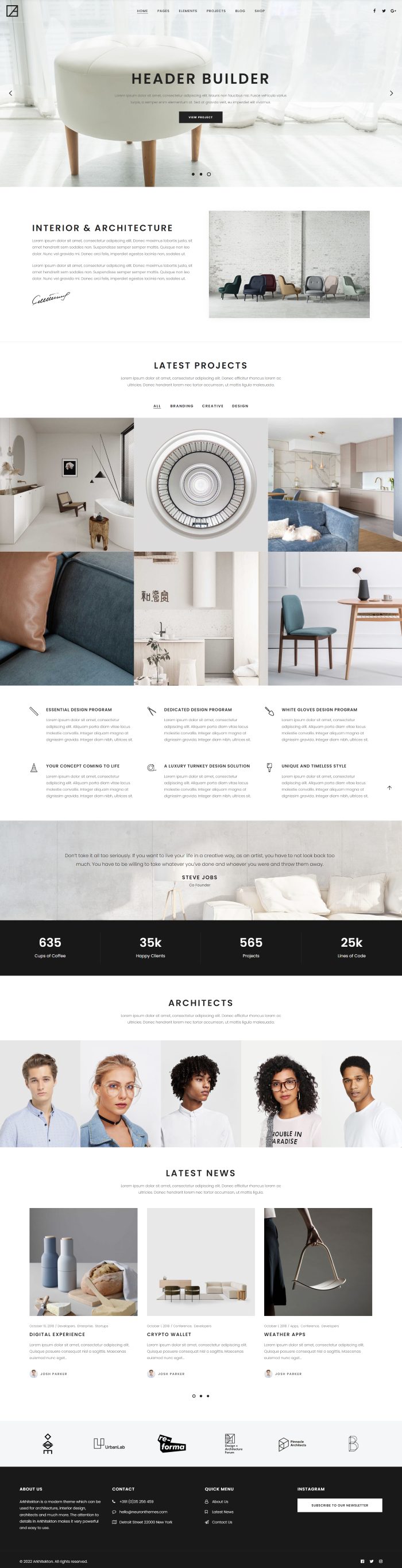 Mẫu website thiết kế nội thất - arkhitekton home 1
