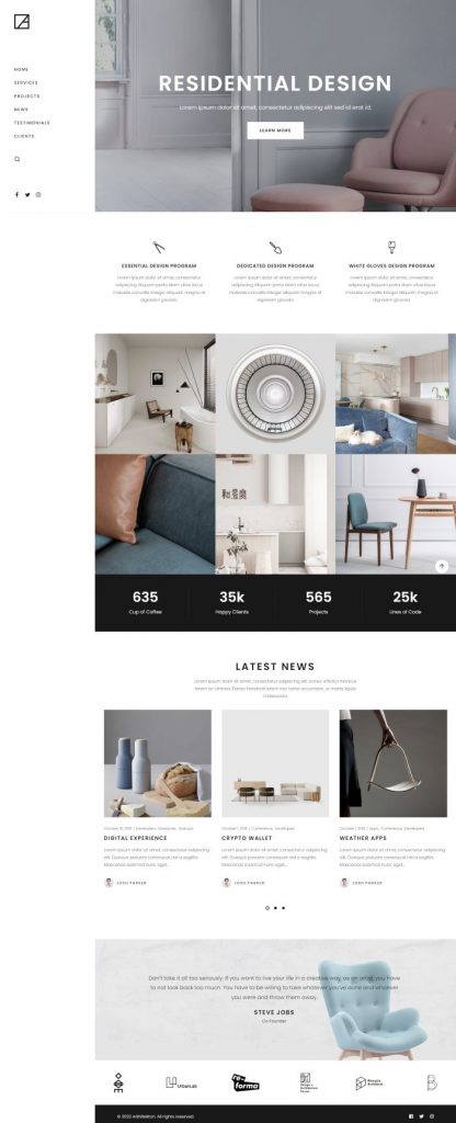 Mẫu website thiết kế nội thất – arkhitekton home 3