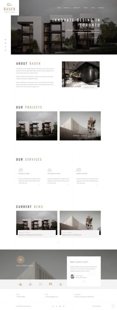 Mẫu website thiết kế nội thất – bauen home 2