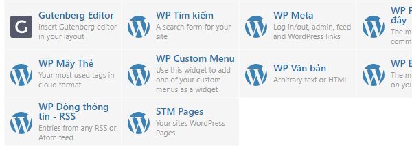 Wordpress Widgets được cài trong Elelmentor