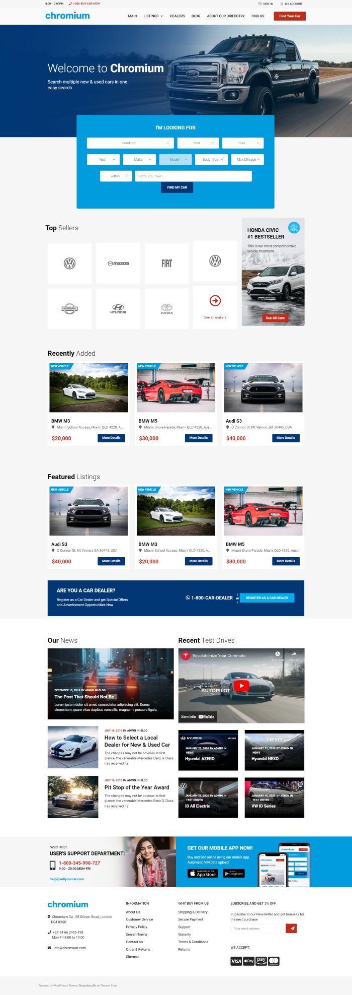 Mẫu website bán hàng phụ tùng - chromium home Auto Directory