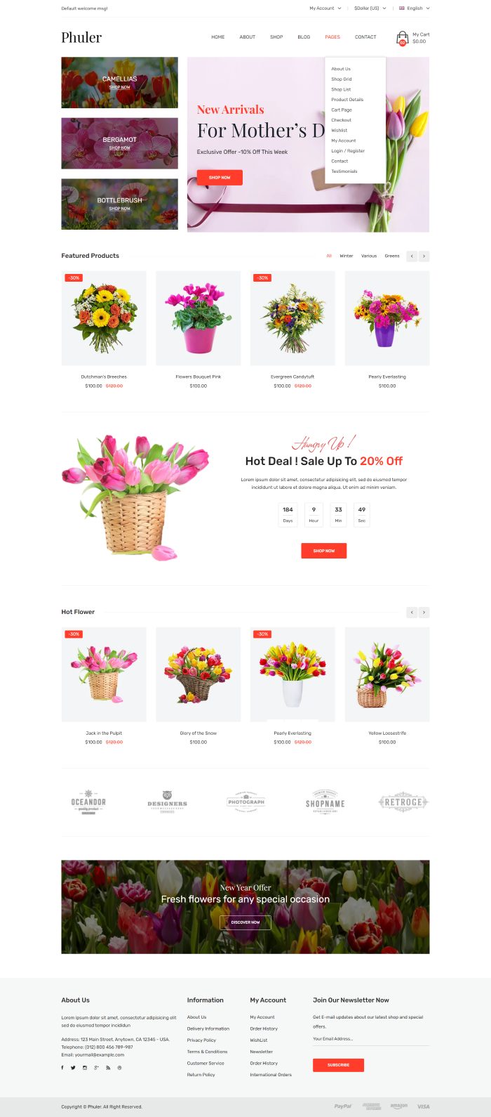 Mẫu website bán hoa - phuler home 2