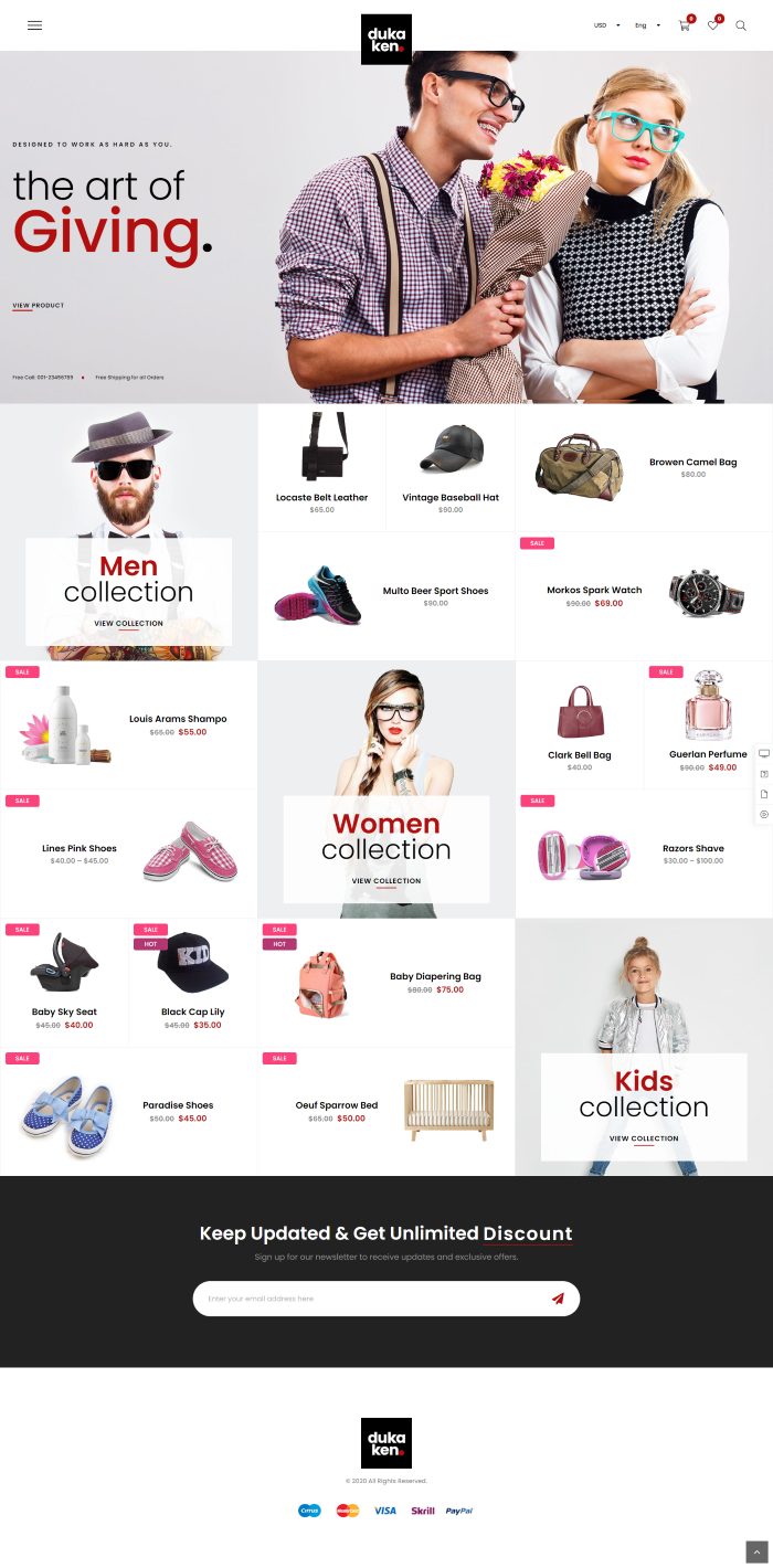Mẫu website bán túi xách - dukaken home fashion